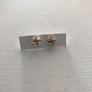 Gold and Silver Cute Dainty Two Tone Knot Stud Earrings